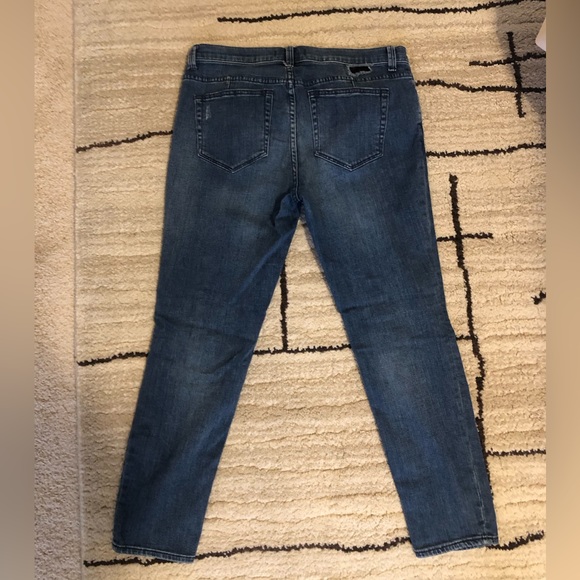 Free People Women’s Tupelo Blue Fishnet-Inset Skinny Jeans Size 29 - Picture 2 of 7